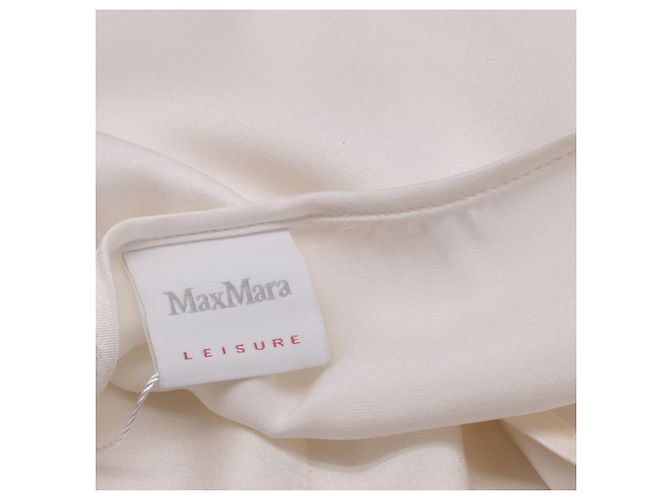 Camiseta Cortona Max Mara Leisure en satén de seda blanco roto - vista 4