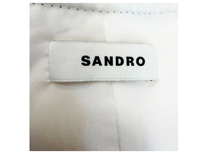 Sandro Cropped Tweed Kleid mit Knöpfen, Weiß, Polyester Roh - Ansicht 5