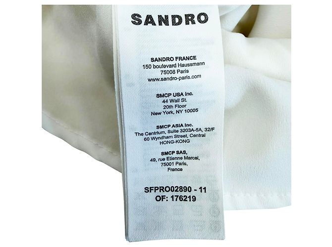 Sandro Cropped Tweed Kleid mit Knöpfen, Weiß, Polyester Roh - Ansicht 6