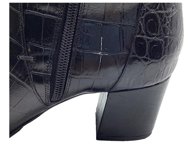 Botines de cuero negro Givenchy con estampado de cocodrilo - vista 11