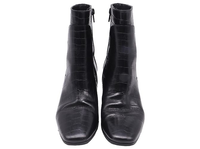 Botines de cuero negro Givenchy con estampado de cocodrilo - vista 2