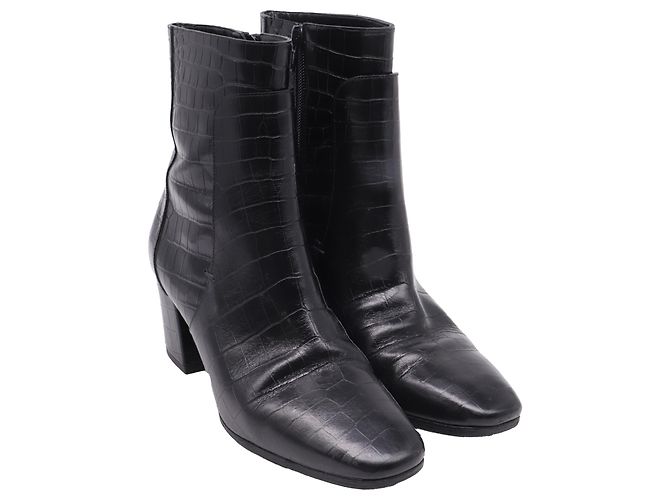 Botines de cuero negro Givenchy con estampado de cocodrilo - vista 3