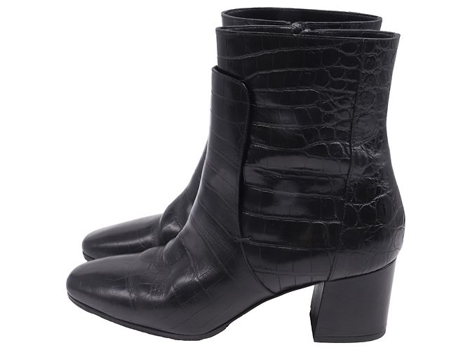 Botines de cuero negro Givenchy con estampado de cocodrilo - vista 5