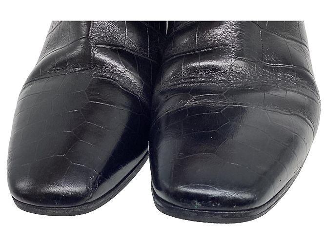 Botines de cuero negro Givenchy con estampado de cocodrilo - vista 9