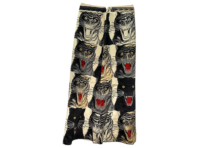 Gonna Gucci 2017 Tiger Head in seta multicolore - vista 2