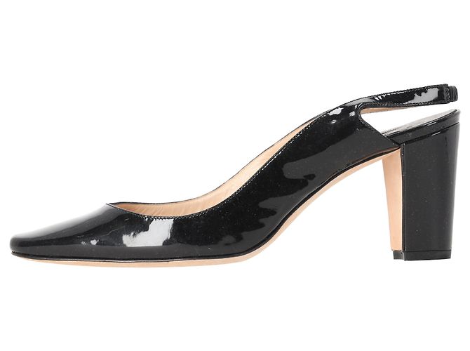 Décolleté slingback a punta a mandorla Manolo Blahnik in vernice nera Nero - vista 2