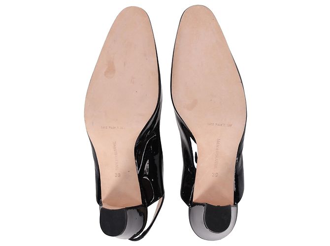 Décolleté slingback a punta a mandorla Manolo Blahnik in vernice nera Nero - vista 5