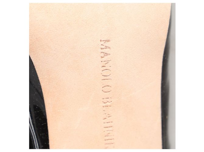 Décolleté slingback a punta a mandorla Manolo Blahnik in vernice nera Nero - vista 8