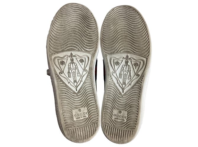 Sneakers Ace Web in pelle bianca Gucci Bianco Crudo - vista 14