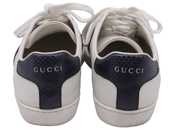 Sneakers Ace Web in pelle bianca Gucci Bianco Crudo - vista 4
