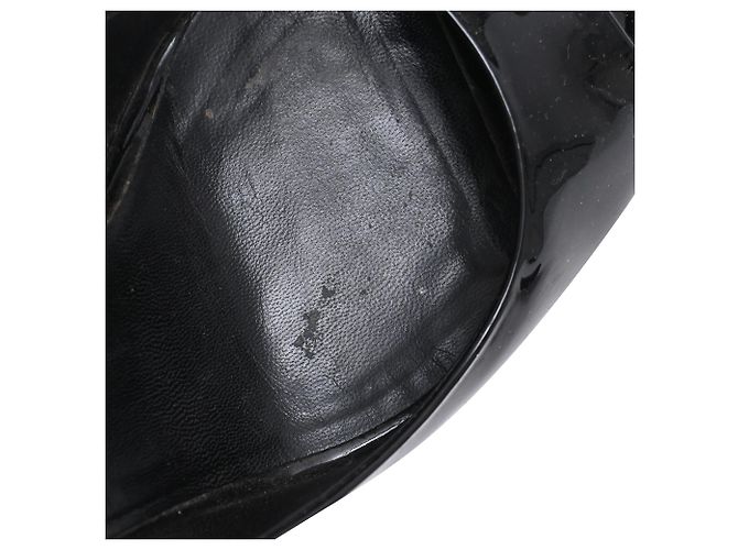 Décolleté con punta aperta Gucci Interlocking G in vernice nera Nero - vista 11