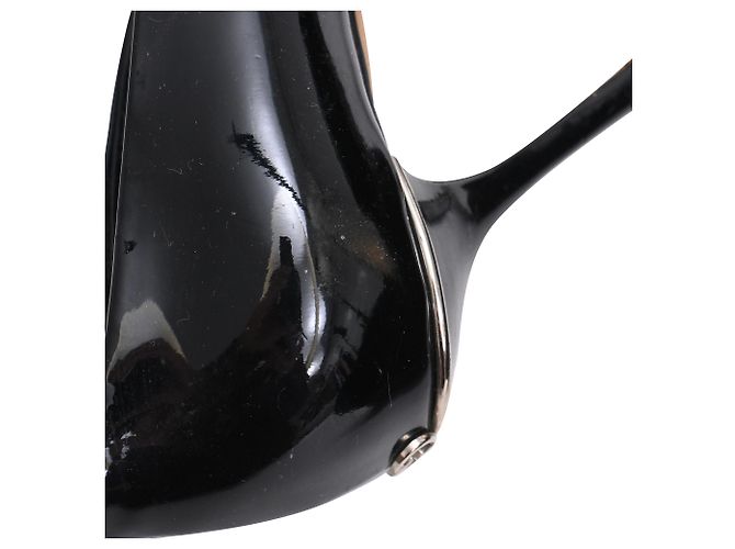 Décolleté con punta aperta Gucci Interlocking G in vernice nera Nero - vista 13