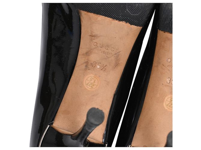 Décolleté con punta aperta Gucci Interlocking G in vernice nera Nero - vista 7