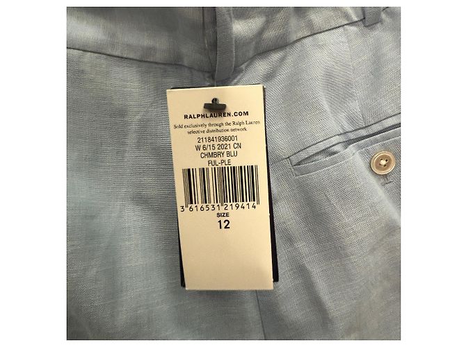Polo Ralph Lauren Chambray Bell Bottom Buttoned Trousers aus hellblauer Baumwolle - Ansicht 6