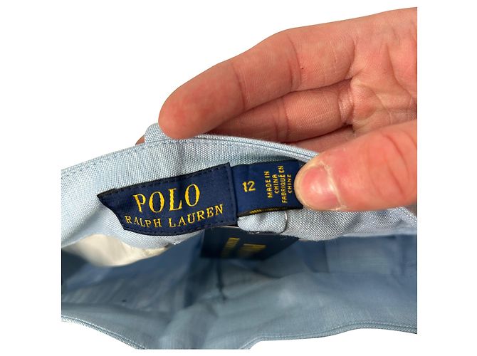 Polo Ralph Lauren Chambray Bell Bottom Buttoned Trousers aus hellblauer Baumwolle - Ansicht 7