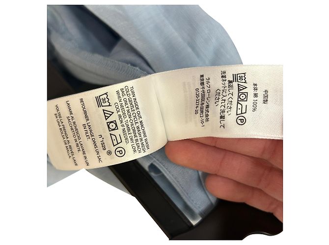 Polo Ralph Lauren Chambray Bell Bottom Buttoned Trousers aus hellblauer Baumwolle - Ansicht 8