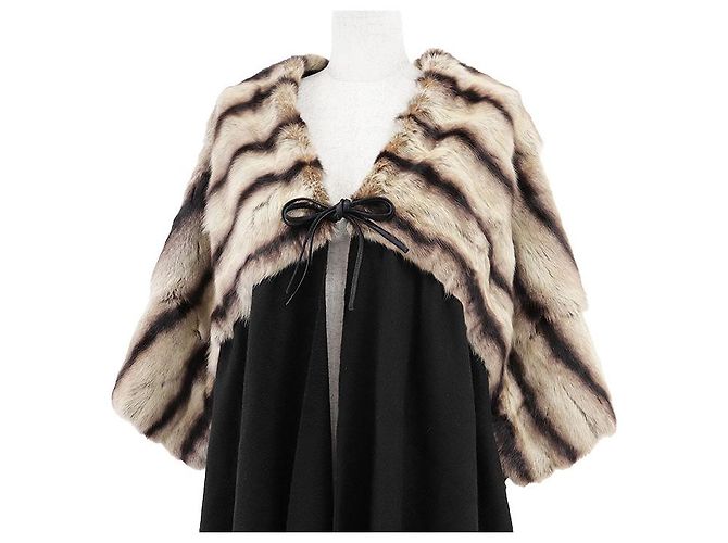 Fendi Candi Orilag Kaschmir-Stola Braun Schwarz - Ansicht 2