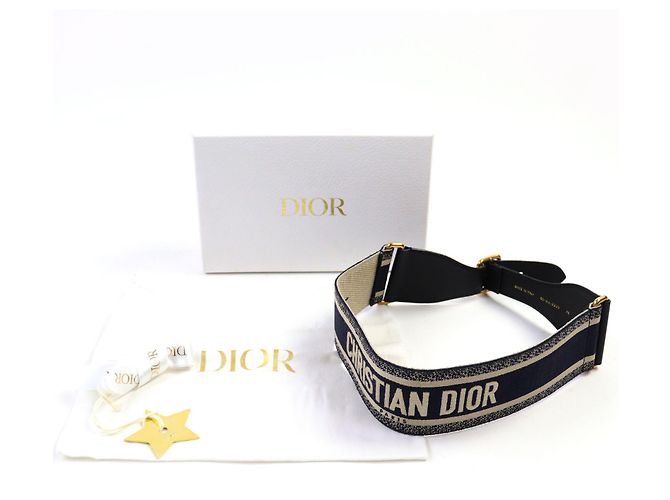 Christian Dior Bestickter Canvas-Gürtel Blau - Ansicht 2
