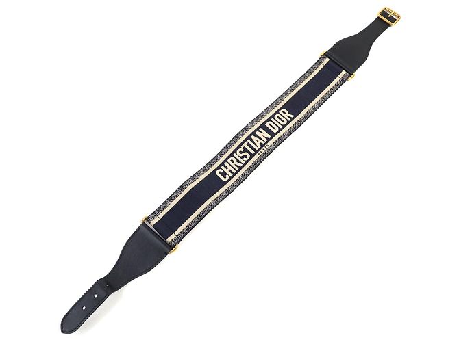 Christian Dior Bestickter Canvas-Gürtel Blau - Ansicht 6