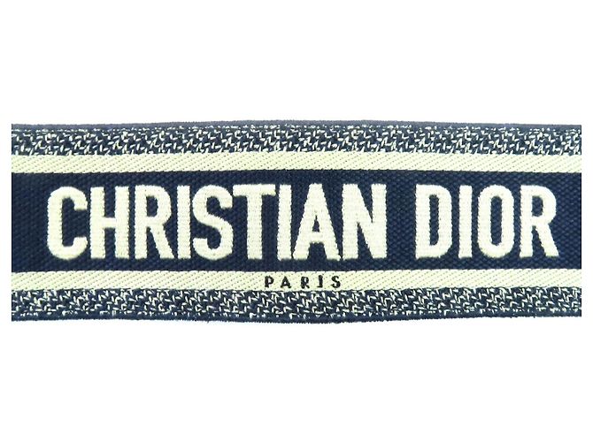 Christian Dior Bestickter Canvas-Gürtel Blau - Ansicht 8
