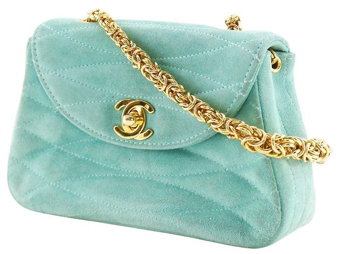 Timeless Borsa a mano in scamosciato Chanel Verde - vista 2