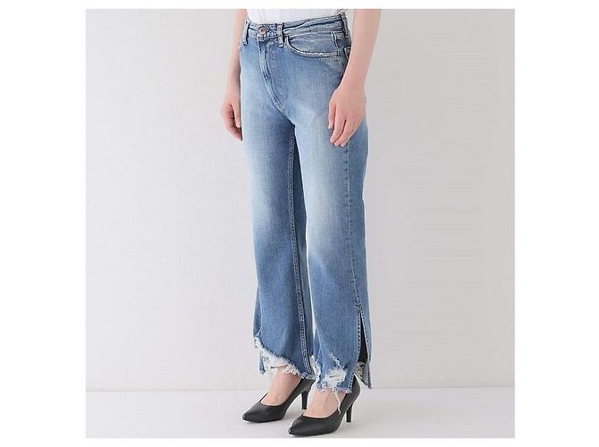 Autre Marque 3×1 EMPIRE CROP FLARE Pantalones de denim de algodón y poliuretano Azul - vista 3