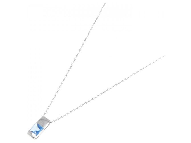 Autre Marque Collana in oro bianco Au750 e topazio blu - vista 2