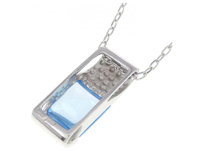 Autre Marque Collana in oro bianco Au750 e topazio blu - vista 4