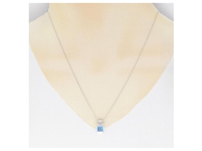 Autre Marque Collana in oro bianco Au750 e topazio blu - vista 6