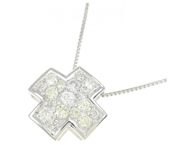 Autre Marque Collana con Croce in Diamanti in Oro Bianco Au750 Argento - vista 3