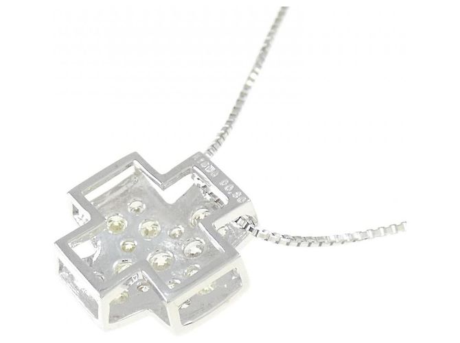 Autre Marque Collana con Croce in Diamanti in Oro Bianco Au750 Argento - vista 4