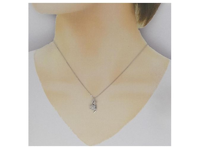Autre Marque Collana a Fiore in Diamanti in Oro Bianco Au750 Argento - vista 6