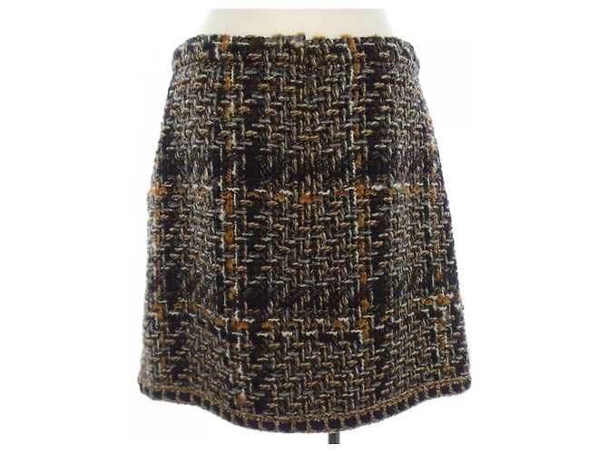 Timeless Falda Chanel Skirt Skirt Castaño Azul Azul marino - vista 2