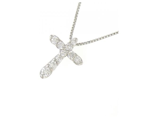 Autre Marque Collana con Croce in Diamanti e Platino Argento - vista 3