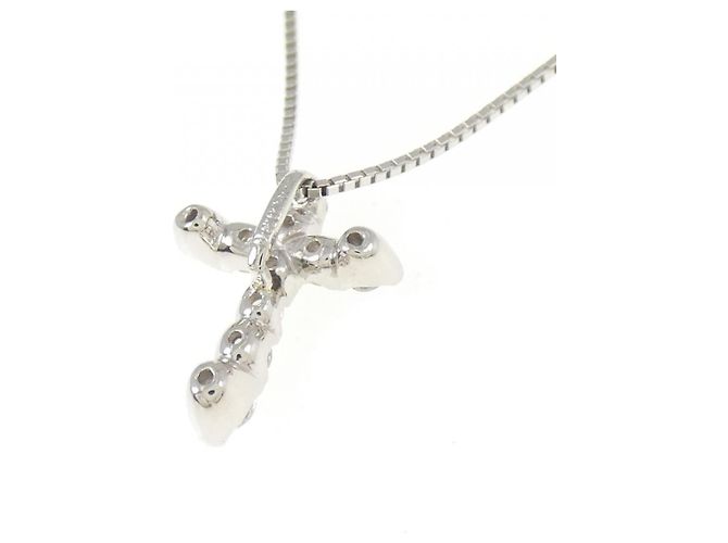 Autre Marque Collana con Croce in Diamanti e Platino Argento - vista 4