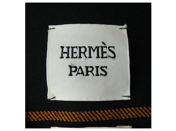Hermès Abrigo de lana Hermes 34 Negro Naranja - vista 4