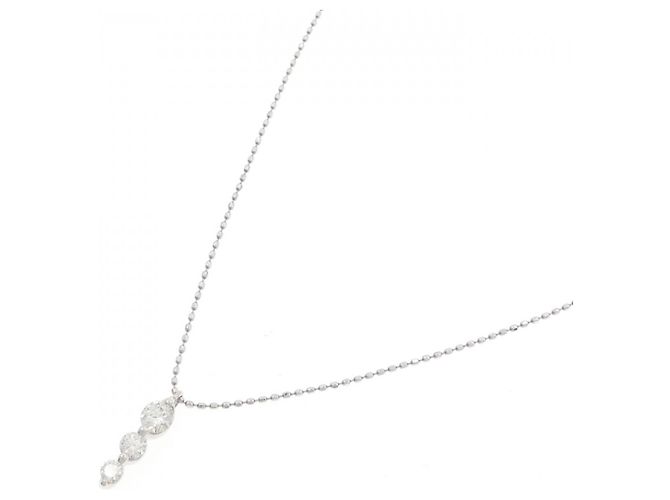 Autre Marque Au750 Weißgold Drei-Steine-Diamantkette - Ansicht 2
