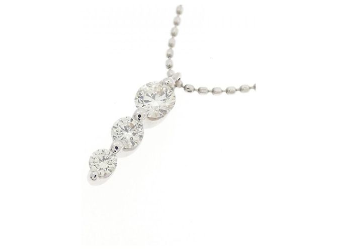 Autre Marque Au750 Weißgold Drei-Steine-Diamantkette - Ansicht 3