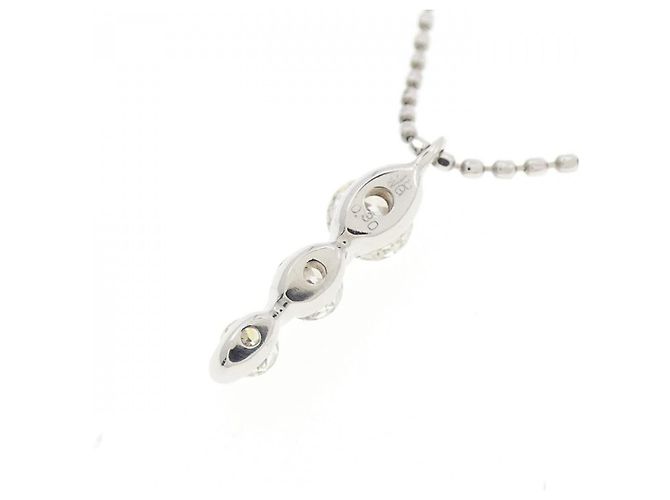 Autre Marque Au750 Weißgold Drei-Steine-Diamantkette - Ansicht 4