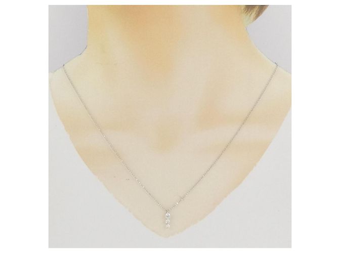 Autre Marque Au750 Weißgold Drei-Steine-Diamantkette - Ansicht 6