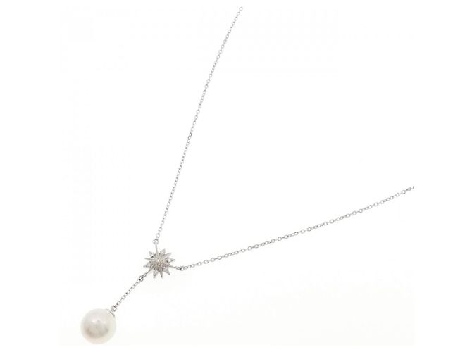 Autre Marque Collana con perle Akoya e diamanti in oro bianco Au750 Argento - vista 2