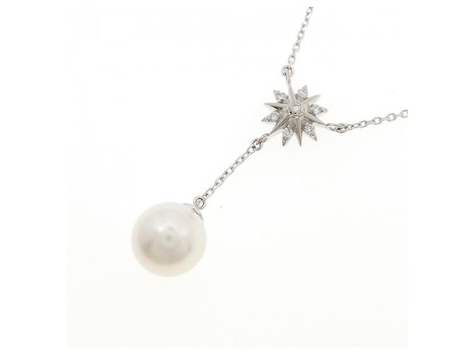 Autre Marque Collana con perle Akoya e diamanti in oro bianco Au750 Argento - vista 3