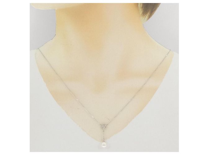 Autre Marque Collana con perle Akoya e diamanti in oro bianco Au750 Argento - vista 6
