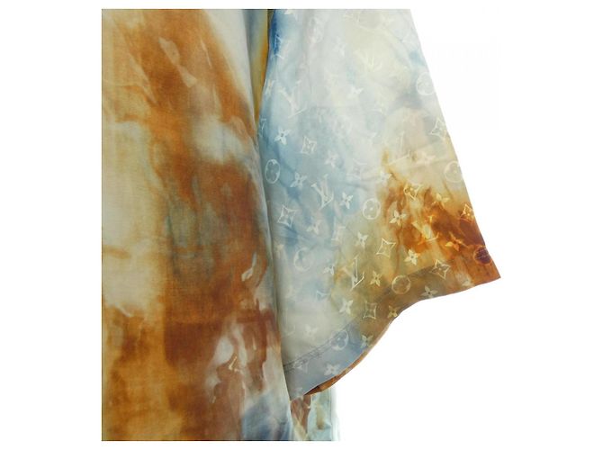 Graceful T-shirt en soie Louis Vuitton Marron Bleu Bleu Marine - vue 6