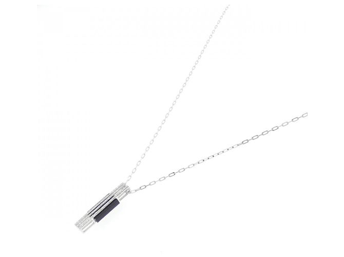 Autre Marque Collana in oro bianco Au750, onice e diamante Nero - vista 2