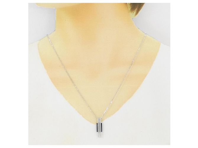 Autre Marque Collana in oro bianco Au750, onice e diamante Nero - vista 6