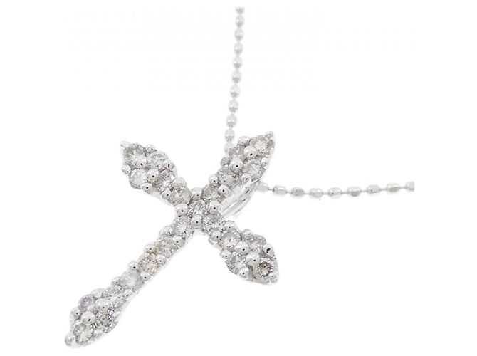 Autre Marque Collana Cross Diamond in Au750 Argento - vista 3