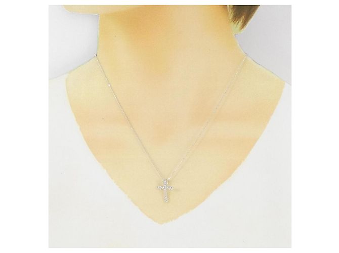 Autre Marque Collana Cross Diamond in Au750 Argento - vista 6