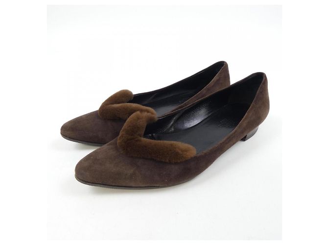 Scarpe basse Hermès Scarpe basse in shearling Marrone - vista 3