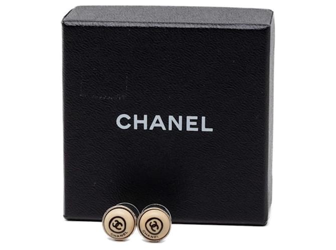 Orecchini tondi Chanel Coco Mark Argento Beige - vista 4